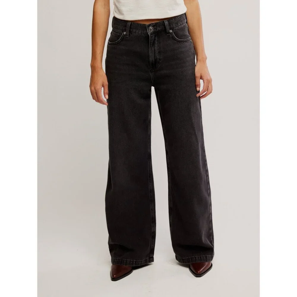 FREE PEOPLE We The Free Stride Straight 'n Wide Jeans / Miles To Go - Picture 4 of 10
